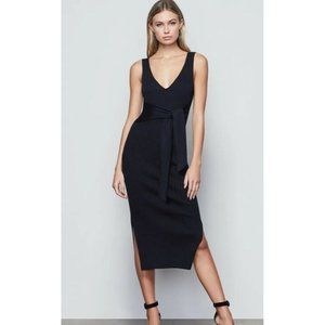 Good American Dress Black Belted BodyCon Ribbed Sleeveless Knit Size 3 Large NWT